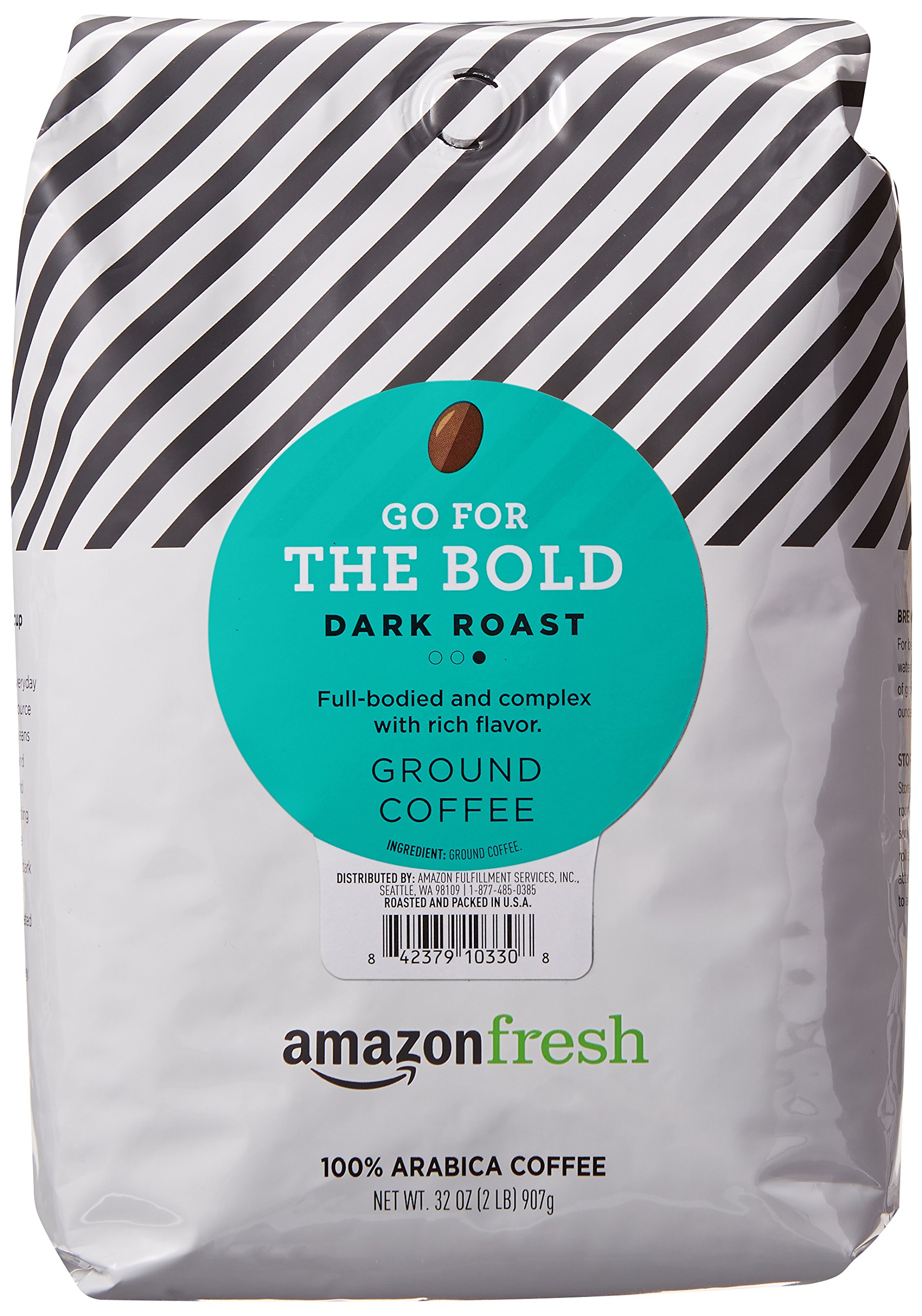 Book Cover AmazonFresh Go For The Bold Ground Coffee, Dark Roast, 32 Ounce (Pack of 1) The Bold, Dark Roast 32 Ounce (Pack of 1)