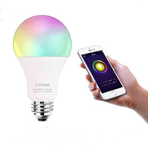 Book Cover Smart WiFi Light Bulb, 3Stone 9W RGBCW 2700K-6500K Color Changing Bulb, Works with Alexa, Google Assistant, No Hub Required, A19 E26 800 Lumens Multicolor Dimmable Bulb-1 Pack