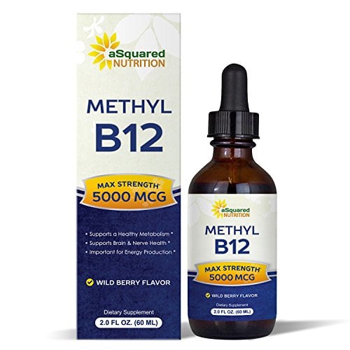 Book Cover Vitamin B12 Sublingual Liquid Drops - 5000 MCG Supplement with Methylcobalamin (Methyl B-12) - Max Absorption B 12 to Increase Energy & Metabolism - Vegan Friendly - 2 fl oz