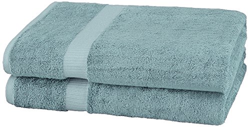 Book Cover Pinzon Organic Cotton Bath Sheet Towel, Set of 2, Spa Blue