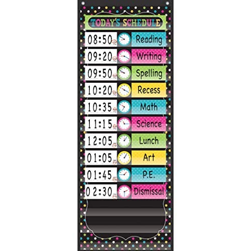 Book Cover Teacher Created Resources TCR20752 Chalkboard Brights 14 Pocket Daily Schedule, Nylon/Vinyl, Black