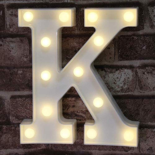 Book Cover Pooqla LED Marquee Letter Lights Sign, Light Up Alphabet Letter for Home Party Wedding Decoration K