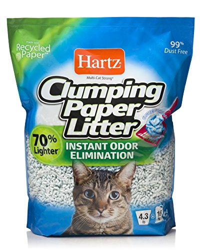 Book Cover HARTZ Multi-Cat Lightweight Recycled Clumping Paper Cat Litter, 4.3 lbs, White, Model:3270015558