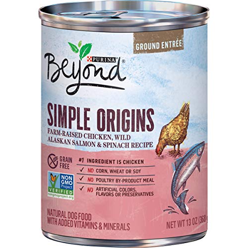 Book Cover Purina Beyond Grain Free, Natural Pate Wet Dog Food, Simple Origins Chicken & Salmon Recipe - (12) 13 oz. Cans