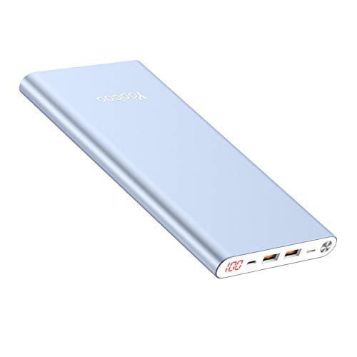 Book Cover Yoobao 20000mAh Power Bank High Capacity External Battery Pack Powerbank Cell Phone Battery Backup Charger with Dual Input & Output Compatible with iPhone Xs Xr X 8 7 Plus, iPad Tablet & More - Blue