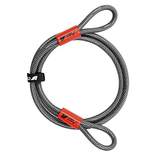 Book Cover BV 7 FT Security Steel Cable, Double Looped Braided Steel Flex Lock Cable 3/8 Inch, for U-Lock, Padlock, and Disc Lock