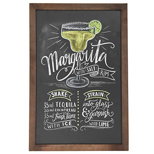 Book Cover Vintage Wall Mounted Brown Wood Framed Chalkboard Sign / Retail & Cafe Menu Board - 36 x 24