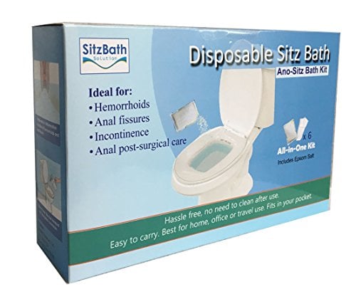 Book Cover Ano- Sitz Bath Kit, Disposable Sitz Bath Soak for Hemorrhoids & Anal Fissure Home Treatment and Natural Remedy, Includes Epsom Salt, Sitz Bath Fits in Elongated or Oval Toilet, Portable, 6 ct/pack