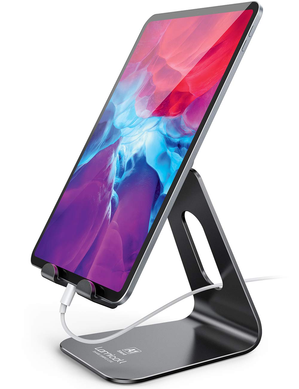 Book Cover Lamicall Tablet Stand Multi-Angle, Tablet Holder - Desktop Adjustable Dock Cradle Compatible with Tablets Such As iPad Air Mini Pro, Phone 13 Pro 12 Mini 11 XS Max XR X 6 7 8 Plus (4 -13 inch), Black