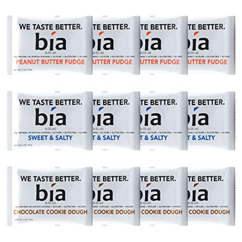 Book Cover Bia Bar, Protein Bar, Non-GMO, Naturally Sweetened with Honey, Fiber, Meal Replacement, Protein Fudge, Simple Ingredients (55g Bar) (12 Bars, Variety Pack)