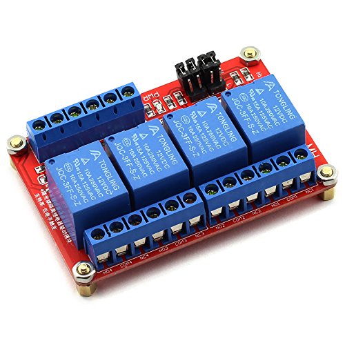 Book Cover DZS Elec 12V 4 Channel High / Low Level Trigger with Optical Isolation Relay Module Fault Tolerant Design Load AC 0-250V/10A DC 0-30V/10A Circuit Switch Board