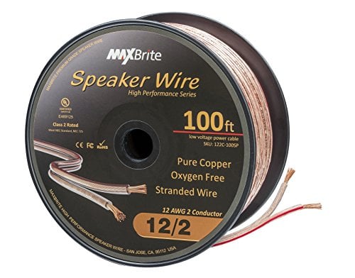 Book Cover High Performance 12 Gauge Speaker Wire, Oxygen Free Pure Copper - UL Listed Class 2 (100 Feet Spool)