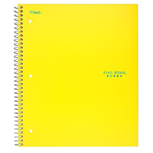 Book Cover Five Star Spiral Notebook, 3 Subject, College Ruled Paper, 150 Sheets, 11