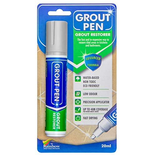 Book Cover Rainbow Chalk Large Grout Pen - Revives & Restores Stained Tile Grout Leaving a Clean Fresh Look (Light Grey)