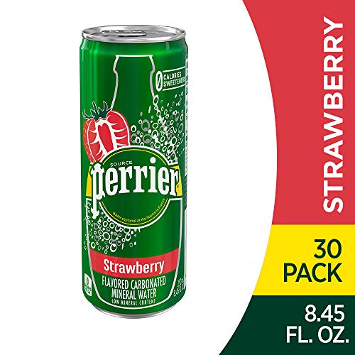 Book Cover Perrier Strawberry Flavored Carbonated Mineral Water, 8.45 fl oz. Slim Cans (30 Count)