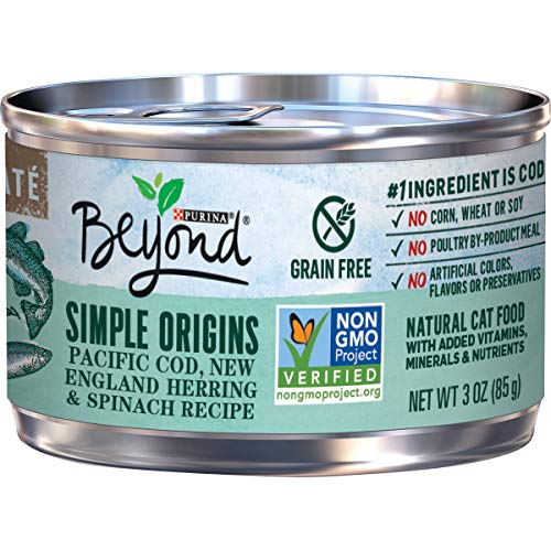 Book Cover Purina Beyond Natural, Grain Free Pate Wet Cat Food, Simple Origins Cod, Herring & Spinach Recipe - (12) 3 oz. Cans