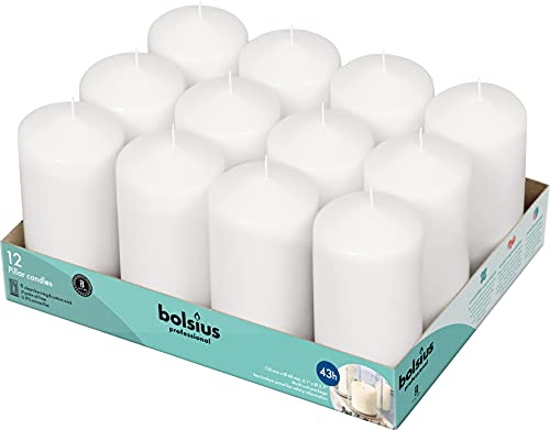 Book Cover BOLSIUS 12 White Pillar Candles - 2.7 x 5.1 Inches Unscented Candle Set - 43 Hours - Dripless Clean Burning Smokeless Dinner Candle - Perfect for Wedding Candles, Parties and Special Occasions