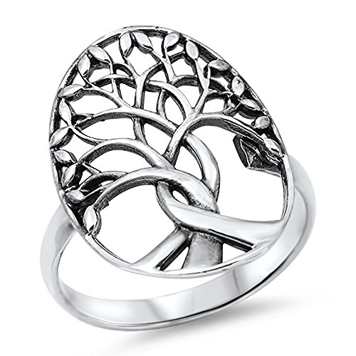 Book Cover CHOOSE YOUR COLOR Sterling Silver Tree of Life Ring