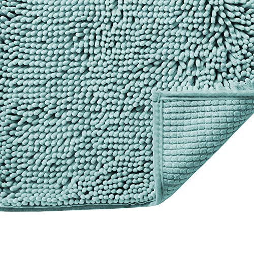Book Cover Microfiber Bath Rugs Chenille Floor Mat Ultra Soft Washable Bathroom Dry Fast Water Absorbent Bedroom Area Rugs, 17 x 24 - Inch, Eggshell Blue