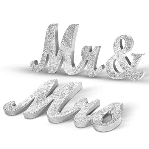 Book Cover Haperlare Vintage Style Mr and Mrs Sign Mr & Mrs Wooden Letters Wedding Sign with Silver Glitter for Christmas Decorations,Wedding Table,Photo Props,Party Table,Top Dinner Decoration