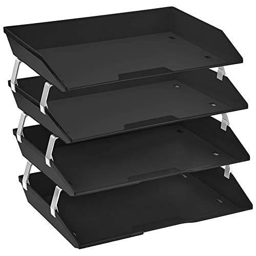 Book Cover Acrimet Facility 4 Tier Letter Tray Side Load Plastic Desktop File Organizer (Black Color)