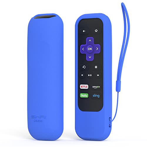 Book Cover Protective Case for Roku Express HD/Express+,Roku 2 (4210R),Roku LT,Premiere,RC83,Streaming Stick RC41,3800RT,TCL TV R655 Remote Case Light Weight (Anti Slip) Shock Proof Silicone Remote Cover(Blue)