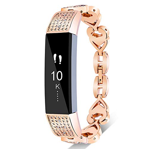 Book Cover Famobest for Fitbit Alta HR Bands Fitbit Alta Bands for Women Men, Stainless Steel Alta Fit bit Bands Alta Fitbit Bands Fitbit Alta Replacement Bands Wristbands Small Large Honey Rose Gold
