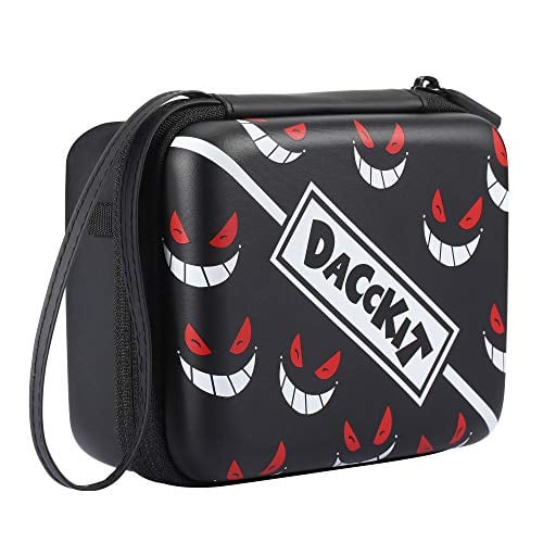 Book Cover DACCKIT Carrying Case Compatible with Pokemon Trading Cards - Fitsup to 400 Cards, Card Holder with Hand Strap & Carabiner, Black