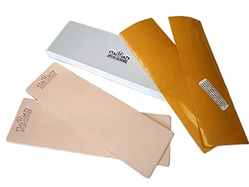 Book Cover Pack of 2 Leather Honing Strop 3 inch by 10 inch with Double-Sided Adhesive Tape | 2 Knife Sharpening Strops by Upon Leather