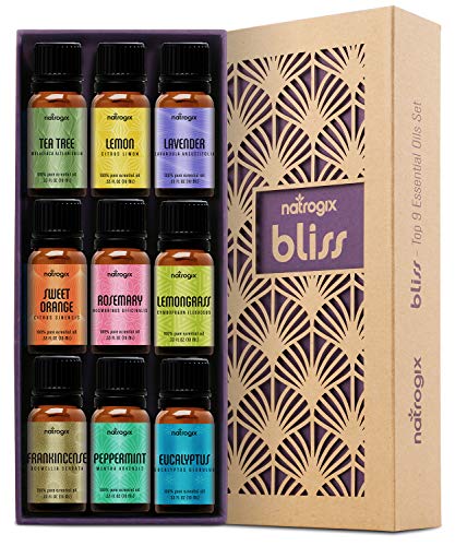Book Cover Natrogix Blis Esssential Oils 9 Pack 10ml Therapeutic Grade 100% Pure Natural Aromatherapy Essential Oil Set Essential Oils for Diffuser Humidifier Massage Hair Skin Care