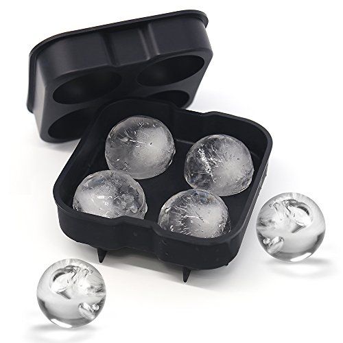 Book Cover Ice Ball Maker Flexible Silicone Sphere Ice Molds for Whiskey Drinking, FDA Approved Food-Grade by Bseen
