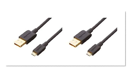 Book Cover AmazonBasics USB 2.0 A-Male to Micro B Cable (2 Pack), 6 feet, Black