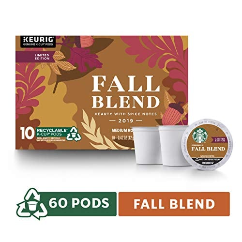 Book Cover Starbucks Fall Blend Medium Roast Single-Cup Coffee for Keurig Brewers, 6 Boxes of 10 (60 Total K-Cup Pods)