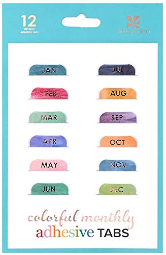 Book Cover Erin Condren Designer Accessories - Monthly Adhesive Tabs, Colorful (Set of 12)