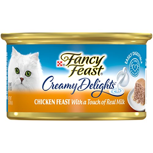 Book Cover Purina Fancy Feast Pate Wet Cat Food, Creamy Delights Chicken Feast With a Touch of Real Milk - (24) 3 oz. Cans