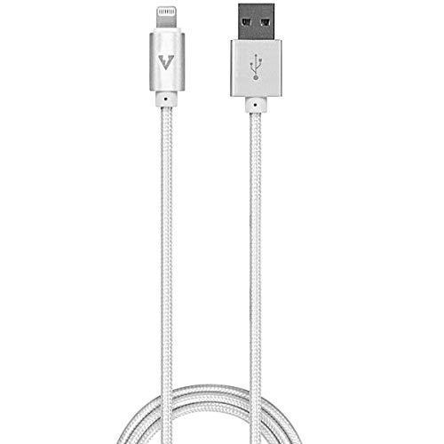 Book Cover vCharged iPhone Charger Cable 2ft, Apple MFi Certified Lightning Cable Premium Nylon Braided Fast Charging USB Cord for iPhone 13, 12, 11 Pro/Max/Mini, XR, XS/Max, X, 8, 7, 6, iPad, Airpods - White