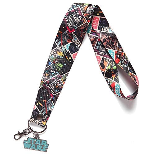Book Cover Star Wars Multi Character Wide Trading Pin Lanyard ID Holder with Metal Charm