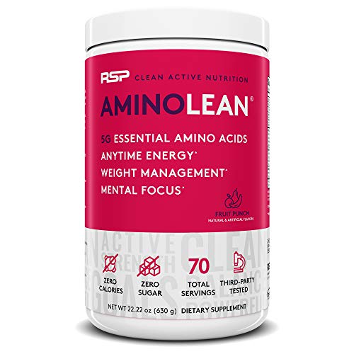 Book Cover RSP AminoLean - All-in-One Pre Workout, Amino Energy, Weight Management Supplement with Amino Acids, Complete Preworkout Energy for Men & Women, Fruit Punch, 70 (Packaging May Vary)