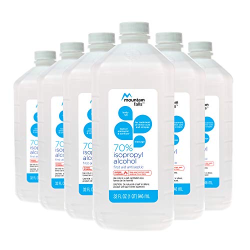 Book Cover Mountain Falls 70% Isopropyl Alcohol First Aid Antiseptic for Treatment of Minor Cuts and Scrapes, 32 Fluid Ounce (Pack of 6)