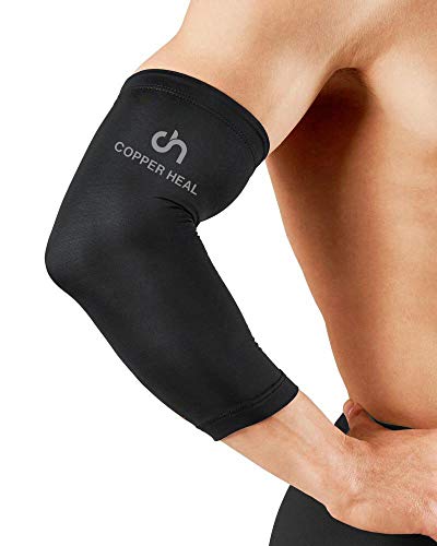 Book Cover COPPER HEAL Elbow Compression Sleeve - Best Medical Recovery Elbow Brace Guaranteed with Highest Copper Infused Content - Support Stiff Sore Muscles and Joints Tendonitis Arm Tennis Basket Wrap (M