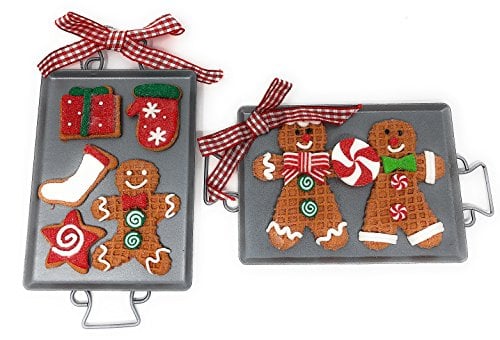 Book Cover Large Christmas Gingerbread Man Cookie Sheet Ornament, 6 Inch, Set of 2