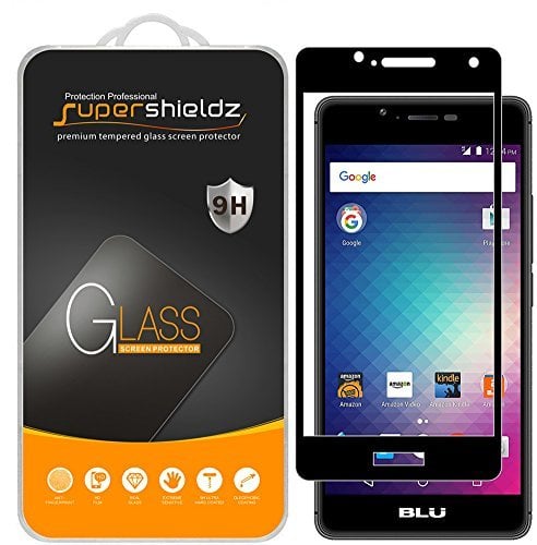 Book Cover (2 Pack) Supershieldz Designed for BLU R1 HD 5.0 inch (Not Fit for 5.2 inch 2018 Model) Tempered Glass Screen Protector, (Full Screen Coverage) Anti Scratch, Bubble Free (Black)