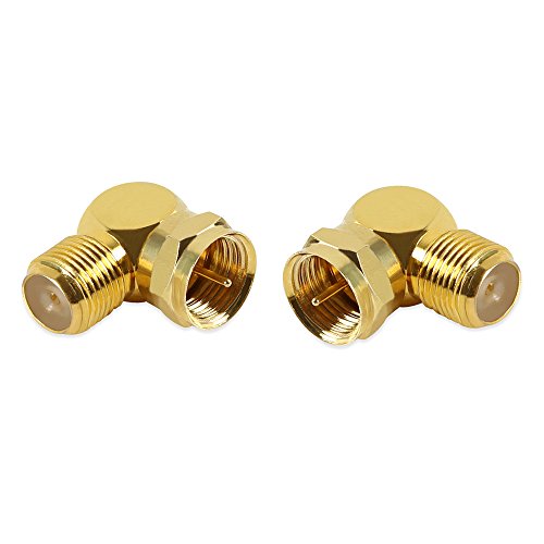 Book Cover Electop F-Type Male to Female Right Angle Adapter RF Coaxial Connector Gold Plated(2 Pack)