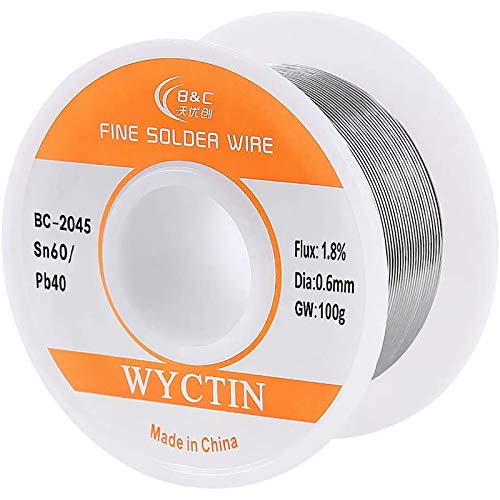 Book Cover WYCTIN Diameter 0.6mm 100g 60/40 Active Solder Wire with Resin Core for Electrical Repair Soldering Purpose