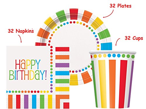 Book Cover Kedudes Rainbow Birthday Party set Supplies for 32 guests - 32 Plates 9