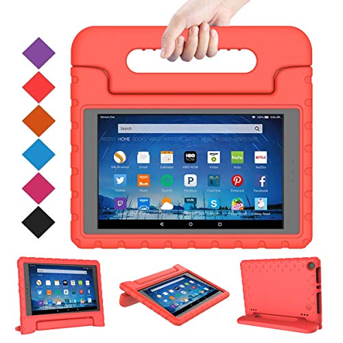 Book Cover BMOUO Case for All-New Fire HD 8 2017/2018 - Light Weight Shock Proof Convertible Handle Kid-Proof Cover Kids Case for All-New Fire HD 8 Tablet (7th and 8th Generation, 2017 and 2018 Release), Red
