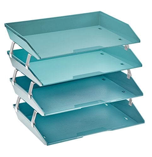 Book Cover Acrimet Facility 4 Tier Letter Tray Plastic Desktop File Organizer (Solid Green Color)