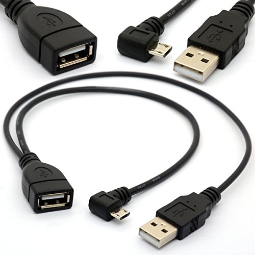Book Cover BSHTU 90 Degree Angled Micro USB Male to USB Female Host OTG Cable with USB Power Enhancer Hub Adapter Y