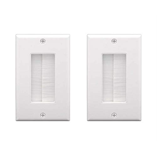 Book Cover VCE Single Gang Brush Wall Plate (2-Pack), Pass Through Brush Style Opening Low Voltage Cable Plate in-Wall Installation for Speaker Wires, Coaxial Cables, HDMI Cables, or Network/Phone Cables- White