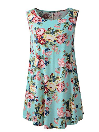 Book Cover Veranee Women's Sleeveless Swing Tunic Summer Floral Flare Tank Top